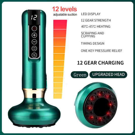 Electric Cupping Massager Vacuum Suction Cup Guasha anti Cellulite Beauty Health Scraping Infrared Heat Body Slimming Massage