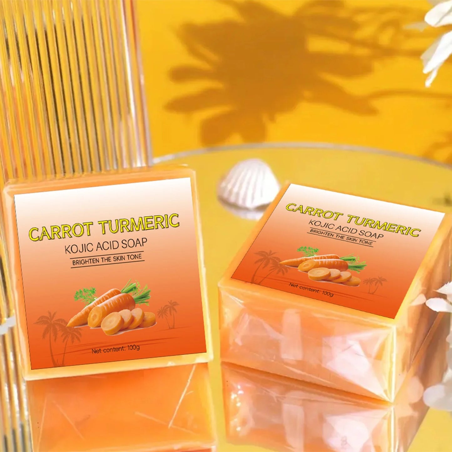 Natural Carrot Turmeric Soap Bar for Face & Body,Turmeric Skin Soap Wash for Dark Spots,Intimate Areas,Underarms,Turmeric Face Soap Reduces Acne,Fades Scars & Cleanses Skin