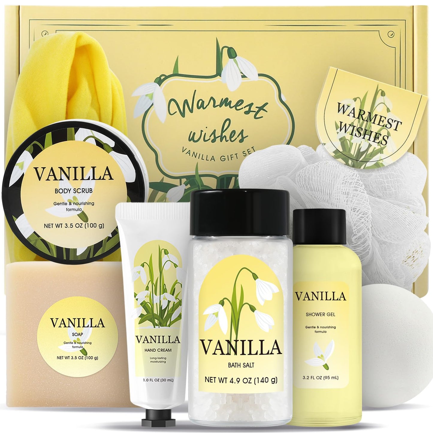 Gift Set for Women 8Pcs Bath and Body Gift Baskets for Women, Vanilla Self Care Gift Ideas Birthday Gifts for Women, Mothers Day, Christmas Gifts for Women