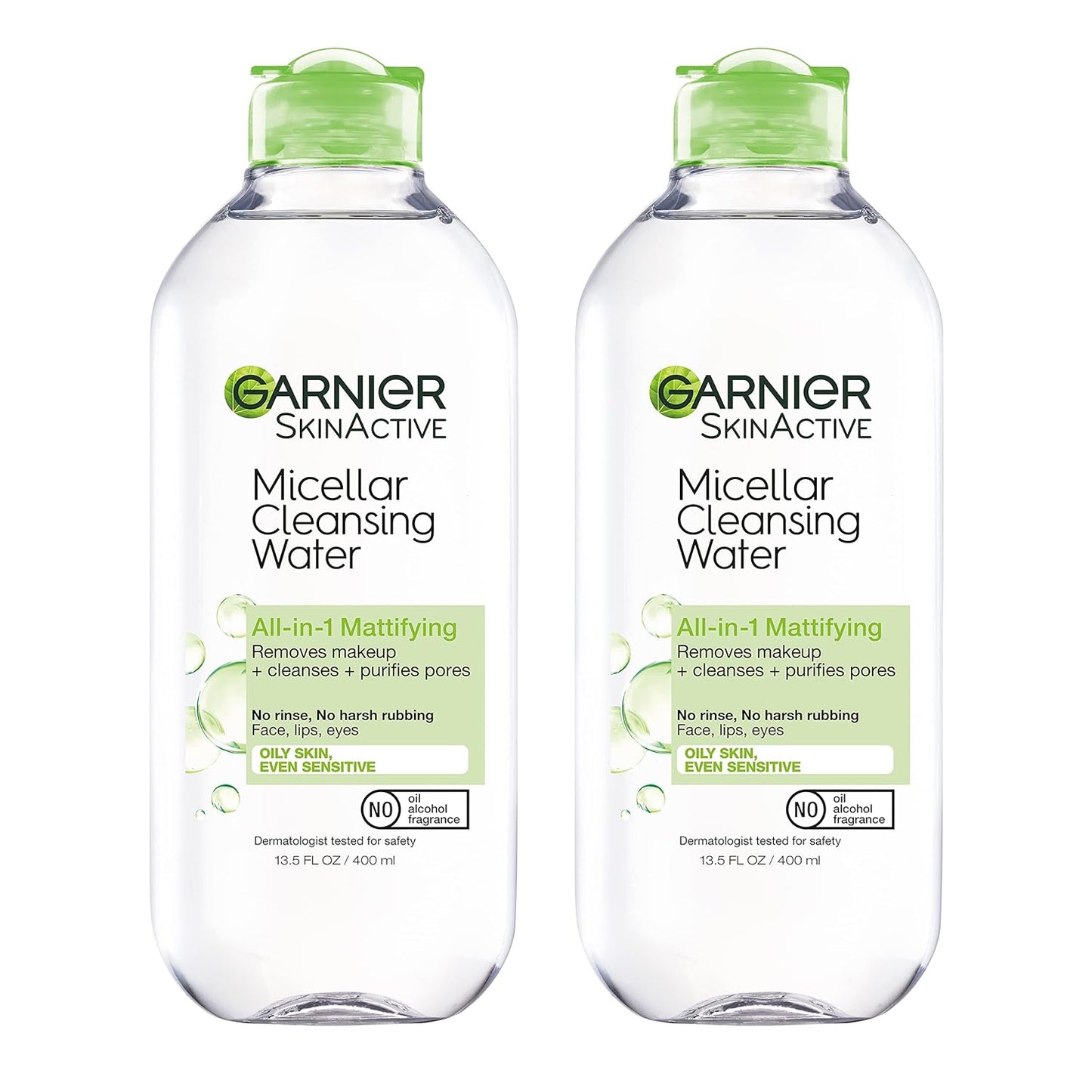 Micellar Water for Oily Skin, Facial Cleanser & Makeup Remover, Mattifying, for All Skin Types, Vegan, Cruelty Free, 13.5 Fl Oz (400Ml), 2 Count