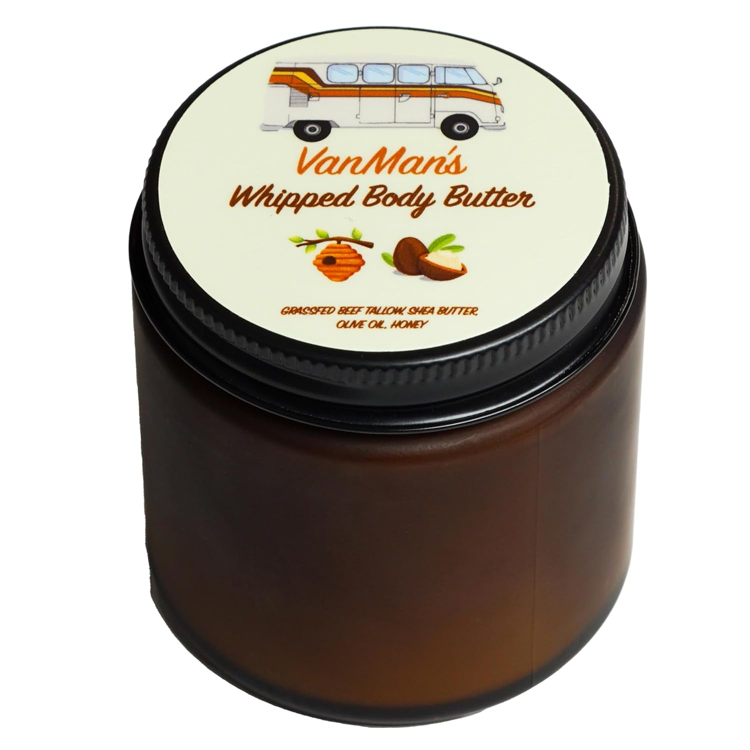 Vanman'S - Whipped Tallow - Body Butter with No Essential Oils - Body Moisturizer with Grass-Fed/Finished Beef Tallow for Skin - Organic Shea Butter, Cold Pressed Olive Oil and Raw Honey - 4 Oz