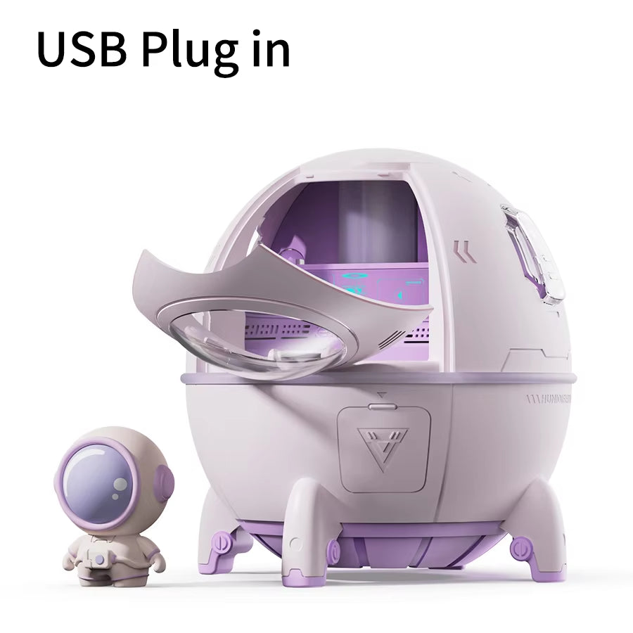 220Ml Space Capsule Air Humidifier USB Plug in Rechargeable Mist Aromatherapy Water Diffuser 7 Colors Atmosphere Light