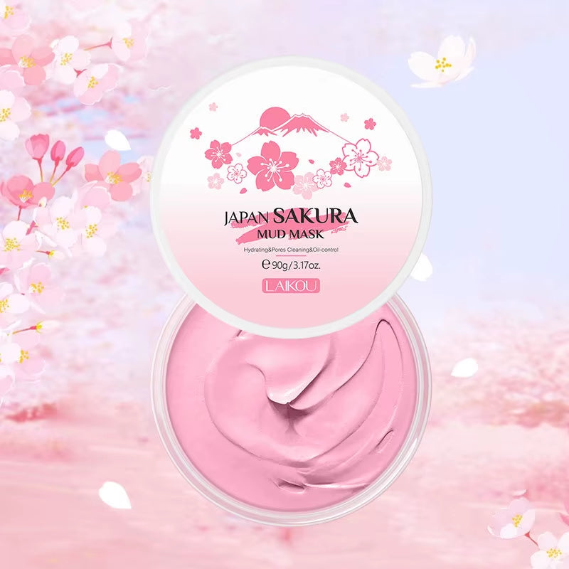 Naturals Sakura Volcanic Mud Mask for Face Deep Cleaning Remove Blackheads Improve Roughness Facial Oily Skin Care 90G