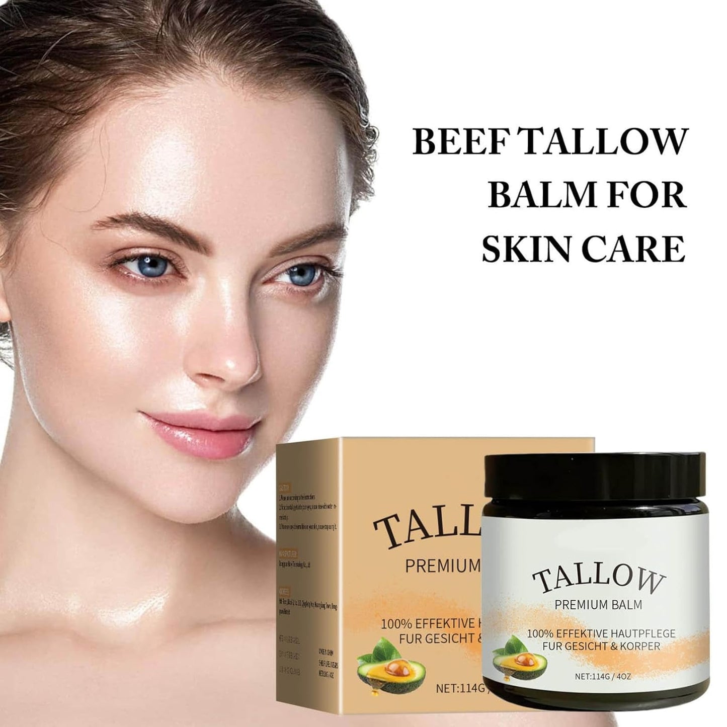 Beef Tallow Balm for Skin Care，Beef Tallow Moisturizer for Skin Care，Beef Tallow Skincare，Natural Moisturizing Oil for Dry Skin Beef Tallow，Whipped & Unscented Balm 4 Oz (2)